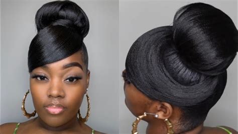 EASY $5 DOLLAR HIGH SLEEK BUN & SWOOP | CUTE BLACK GIRL HAIRSTYLES ...