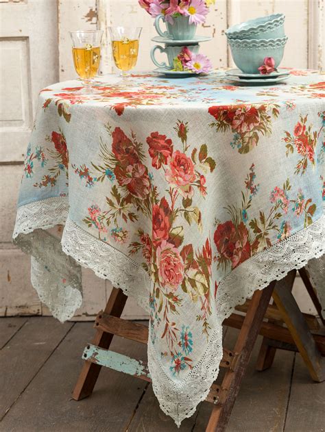 Heirloom Rose Linen Tablecloth | Kitchen & Table Linens, Tablecloths ...