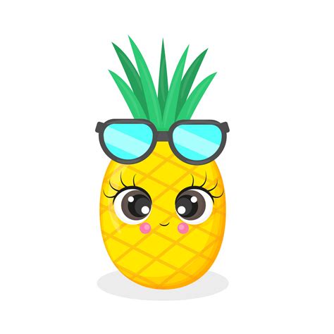 Pineapple character cute, summer illustration, cute pineapple sticker ...