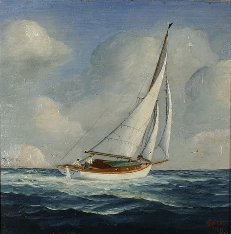 213: JOE SELBY B1893 Oil Painting Sailboat Bill Bones : Lot 213 ...