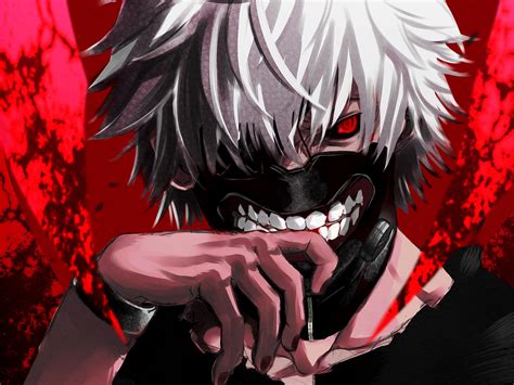 Wallpaper : face, illustration, anime, red, mask, Kaneki Ken, Tokyo ...