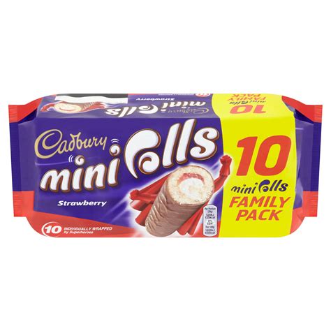 Cadbury 10 Mini Rolls Strawberry Family Pack | Iceland Foods