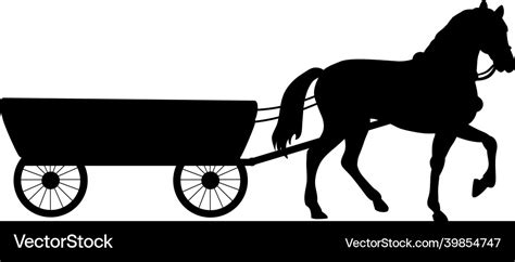 Silhouette horse pulling cart traditional rural Vector Image