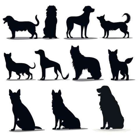 Premium Vector | Silhouettes of dog sitting and head tattoo cute dogs