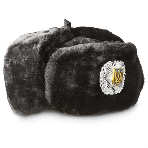 Police Ushanka Hat with Badge, New - 608479, Hats & Caps at Sportsman's ...