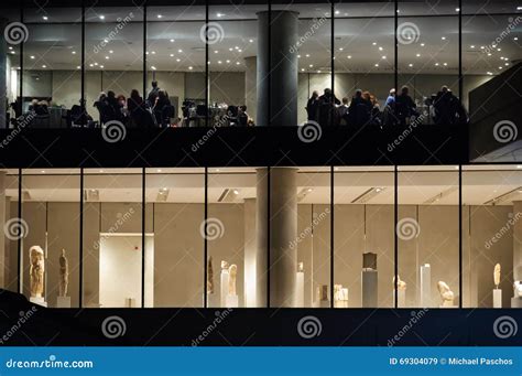 A Night at the Acropolis Museum Editorial Stock Image - Image of people ...