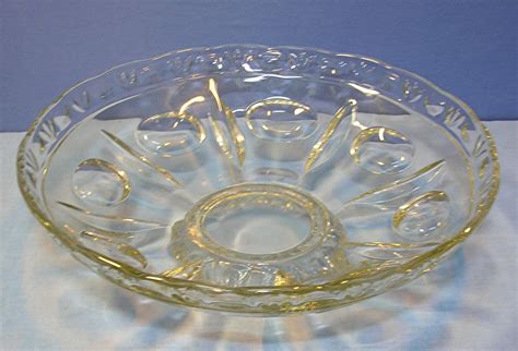 Footed Pressed Glass Vintage Fruit Bowl