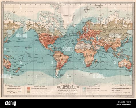 WORLD: Commercial Map of the World. BARTHOLOMEW, 1890 Stock Photo - Alamy