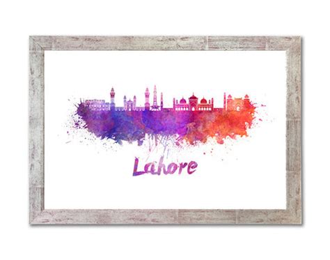 Lahore Skyline in Watercolor Over White Background With Name of City ...