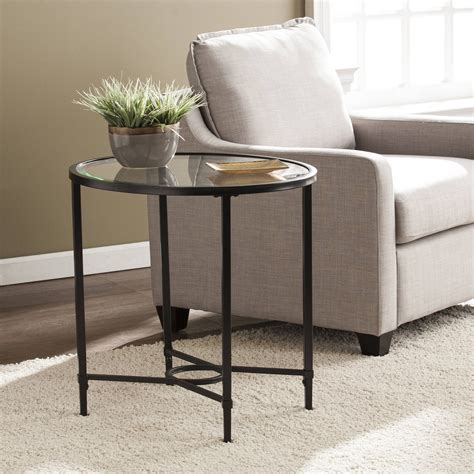 Quibilah Modern Metal/Glass Oval Side Table, Black - Walmart.com