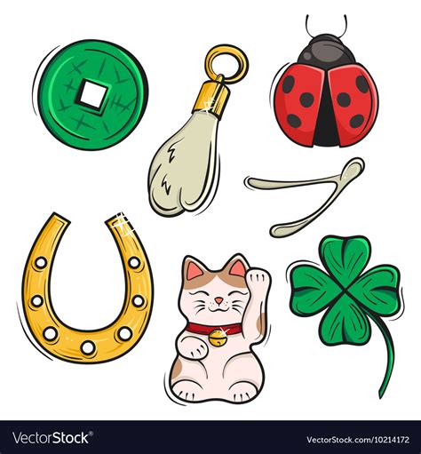 Set of lucky charms symbols and talismans symbols Vector Image