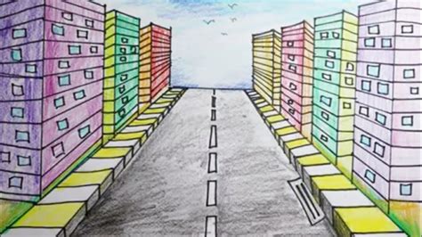 How to Draw a Road and Building 1-Point Perspective for Beginners - YouTube