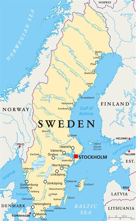 Map of Sweden - Guide of the World