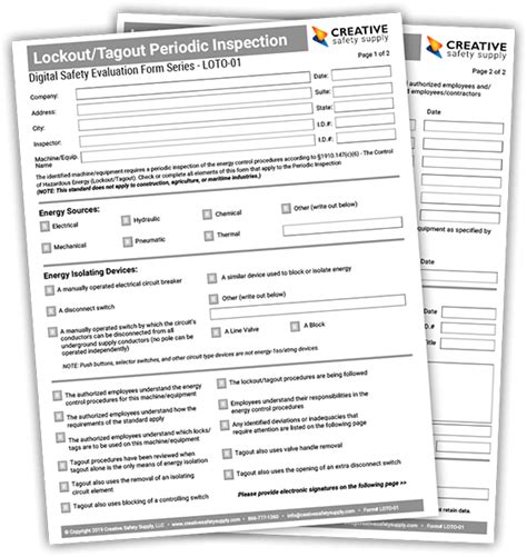 FREE Lockout Tagout Inspection Checklist from Creative Safety Supply