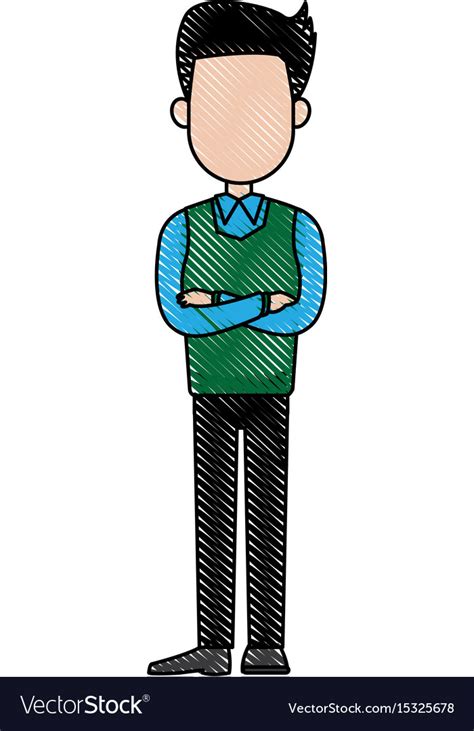 Drawing cartoon man standing character male Vector Image