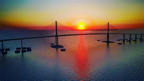 Sunshine Skyway Bridge - Aerial Tour and Sunset - 03/21/2017 - Drone ...