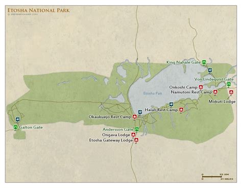 Detailed #map of Etosha National Park in #Namibia. Visit www ...