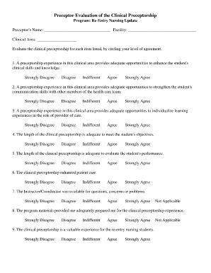 Fillable Online Preceptor Evaluation of the Clinical Preceptorship ...