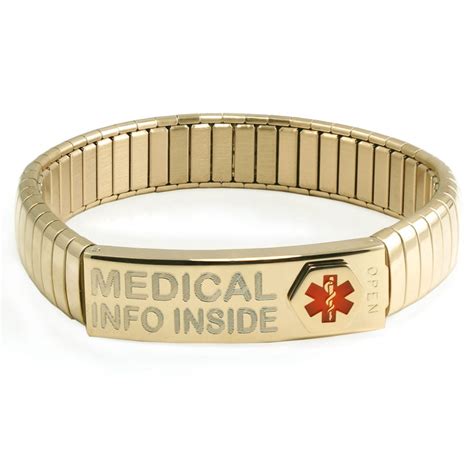 Gold Medical Alert ID Bracelet Stretch Bracelet Foldable - Etsy