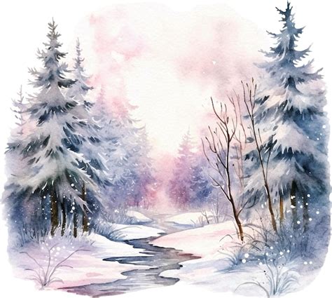 Premium Photo | Winter forest watercolor isolated on white