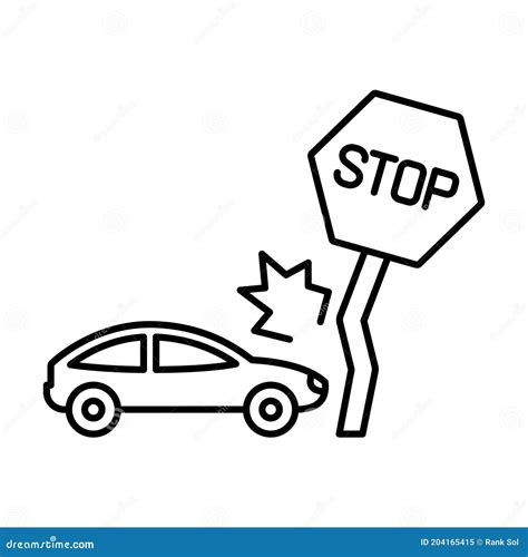 Stop Sign with Car Accident Isolated Vector Icon that Can Be Easily ...