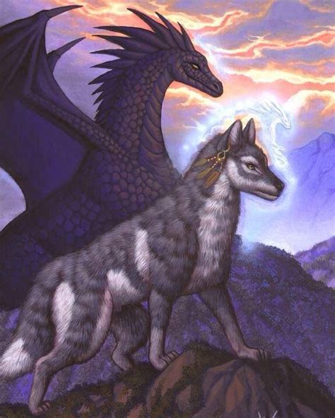 wolf & dragon Fantasy Wolf, Fantasy Dragon, Fantasy Art, Magical ...