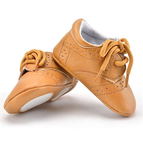 1 Pair Baby Walking Shoes Toddler Crib Bright Layer Leather Shoes Soft ...