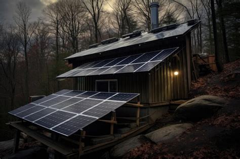 Premium AI Image | Solar panels on a secluded cabin roof