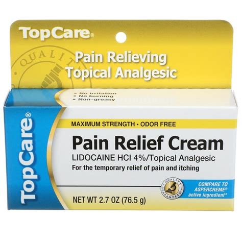 Top Care Maximum Strength Pain Relief Lidocaine Hcl 4% Topical ...