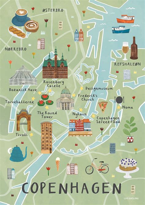 MixPin | Copenhagen travel, Illustrated map, Denmark travel