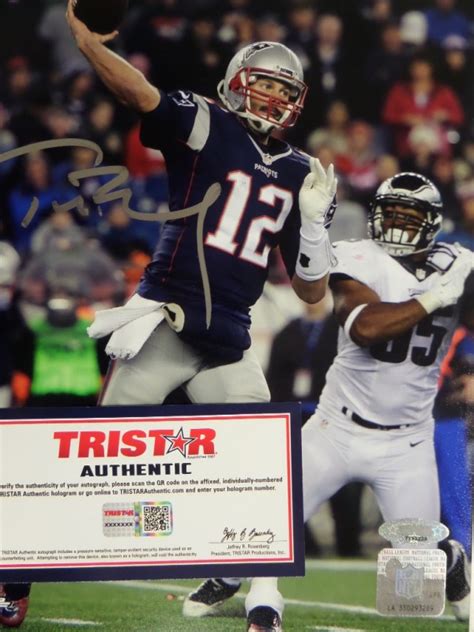 Coach's Corner - Tom Brady hand signed "Tri Star" Patriots photo.