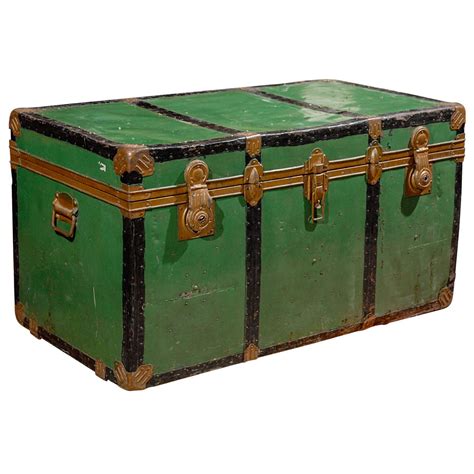 Antique Metal Steamer Trunk at 1stDibs | vintage metal steamer trunk ...