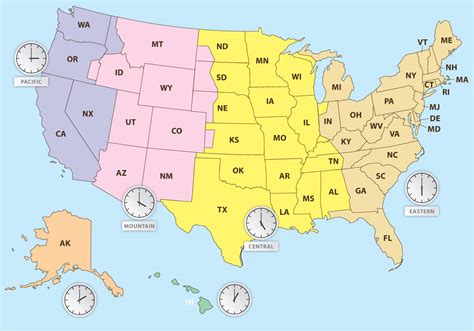 Printable Time Zone Map Usa