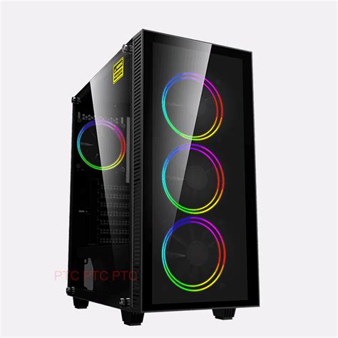 Mid Tower gaming case Draco ATX mATX ITX Computer PC two Tempered Glass ...