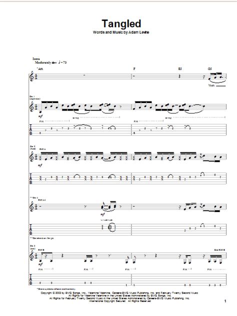 Tangled Sheet Music | Maroon 5 | Guitar Tab