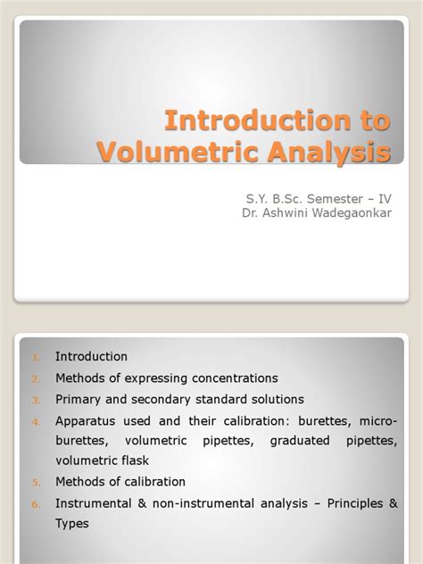 Volumetric Analysis | PDF | Chemistry | Titration