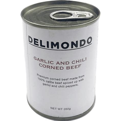 Delimondo Corned Beef Garlic & Chili | 260g | Canned Meat | Walter Mart