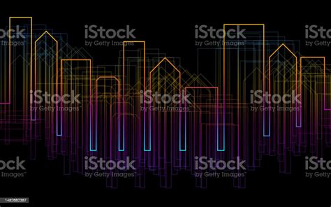 Vector Silhouette Of City Buildings Outline Silhouette Outline ...