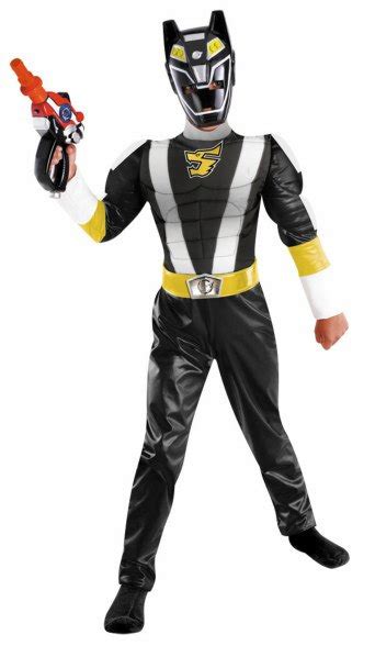 Kids Deluxe Muscle Black Ranger Costume : Costumes Life