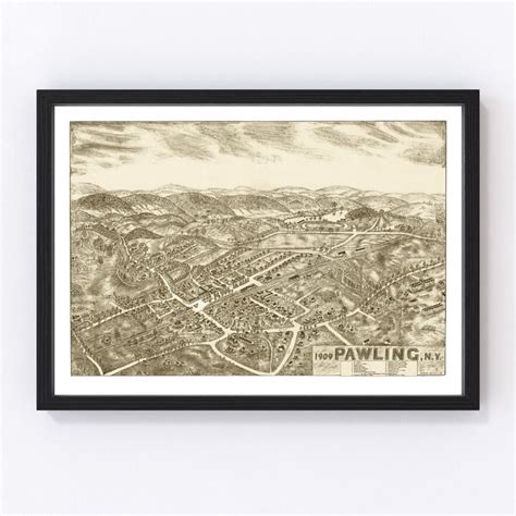 Pawling Map 1909 Old Map of Pawling New York Art Vintage Print Framed ...