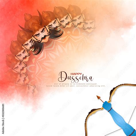 Happy Dussehra and Vijaya dashami festival card with ten headed ravana ...