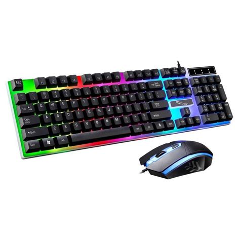 G21 USB Wired Keyboard Mouse Set LED Rainbow Color Backlight Gaming ...