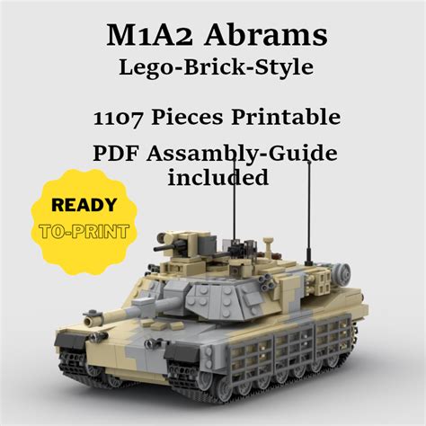 3D file Lego Style Brick m1a2 abrams Tank・3D printing template to ...