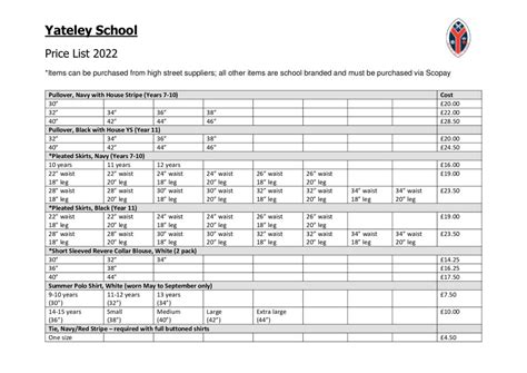 Uniform – Yateley School