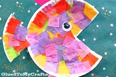 Paper Plate & Tissue Paper Tropical Fish - Kid Craft | Paper plate fish ...