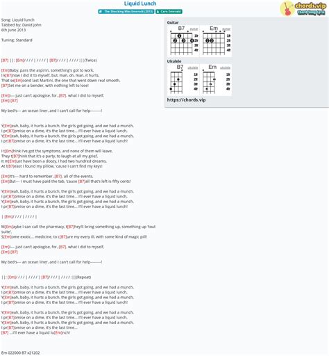 Chord: Liquid Lunch - tab, song lyric, sheet, guitar, ukulele | chords.vip