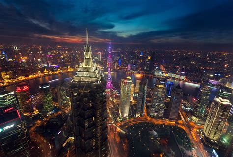 Stunning Shanghai Skyline: Aerial 4K Ultra HD Night View