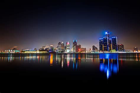 Downtown Skyline at Night - Detroit City - Michigan.Photography