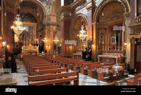 Malta, Rabat, St Paul's Church, interior Stock Photo - Alamy