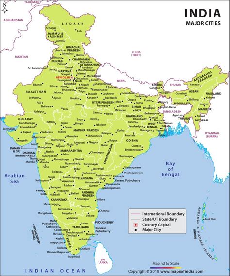 Map of India locating all the major cities of India. All the metro ...